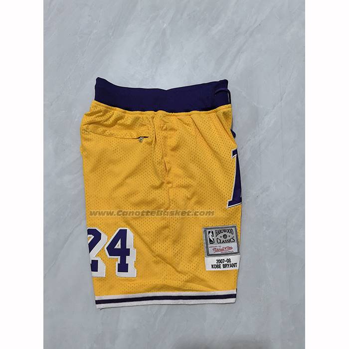 Pantaloncini Los Angeles Lakers Mitchell & Ness Just Don 2007-08 Giallo